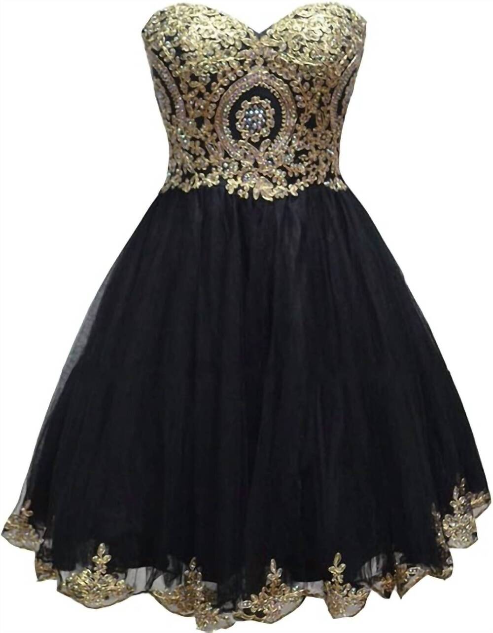NEW CHICAS FASHION women's gold lace corset homecoming dress in black